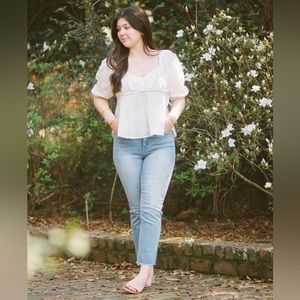 Gorgeous eyelet sweetheart babydoll top.